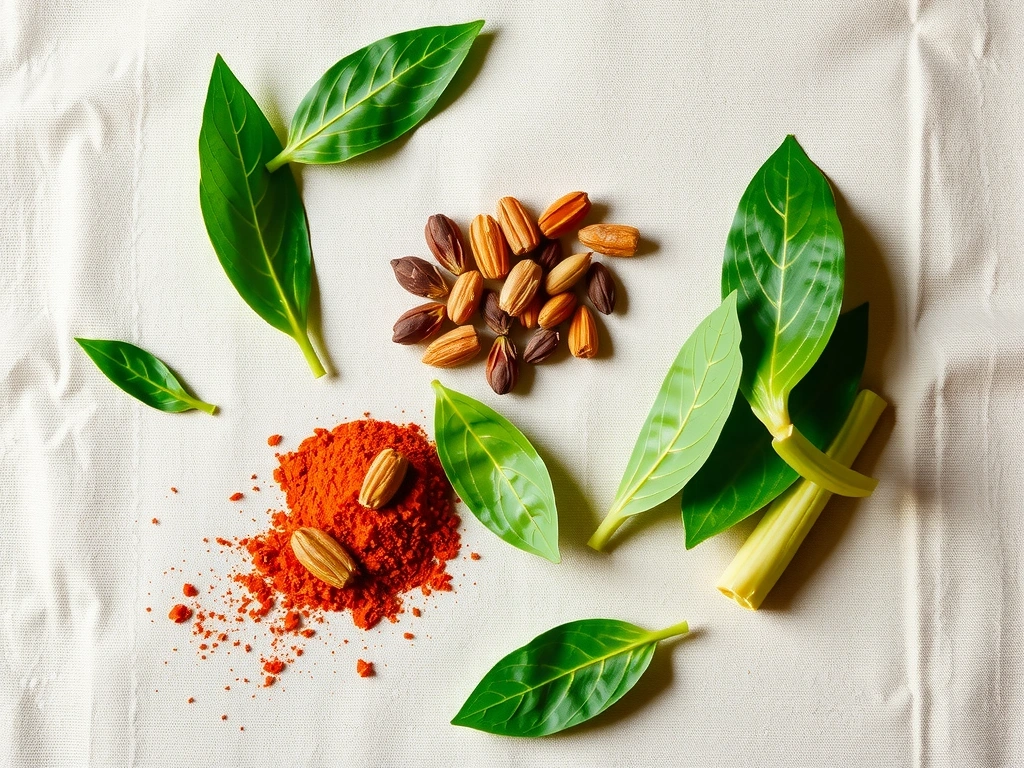 สมุนไพรไทยบนผ้าลินิน